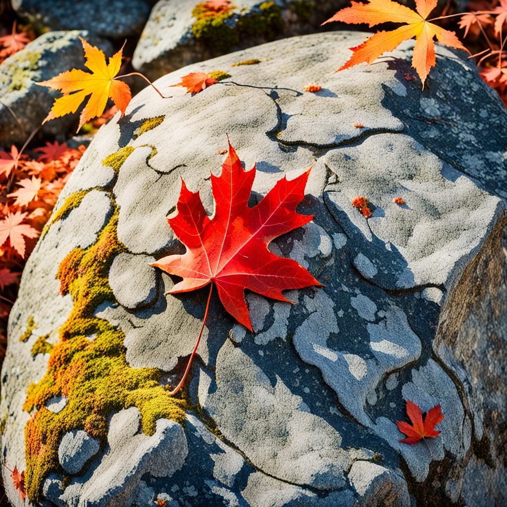 Red Maple Leaf on Helmet in Anime Style
