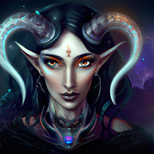 Arabic Lamia Vampire with Astral Magic, Detailed Portrait