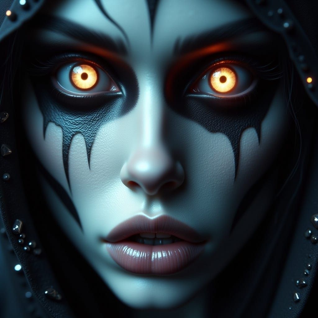 Terrified Medium's Face with Ghostly Reflections