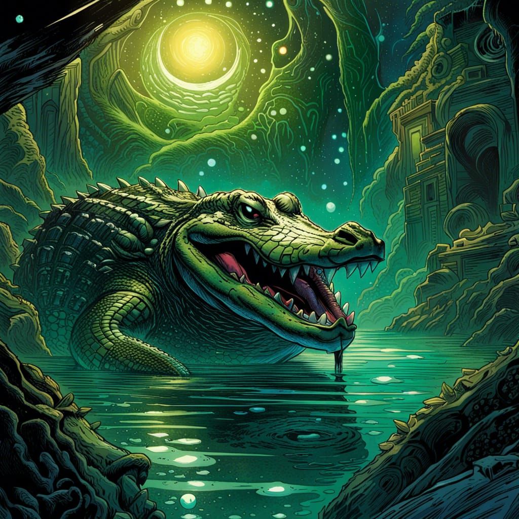 Alligator Loki in Cosmic Comic Art