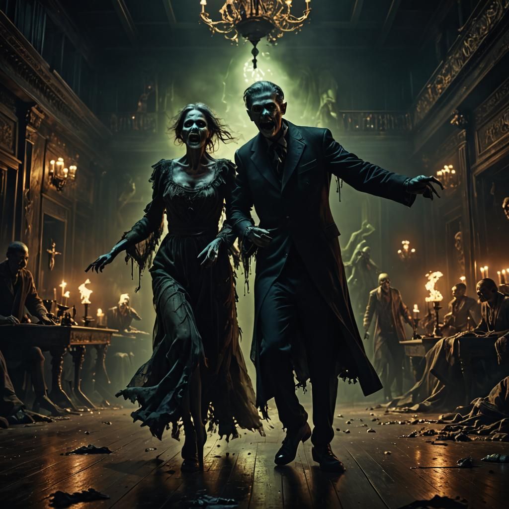 Eerie Zombie Dance on Haunted Stage