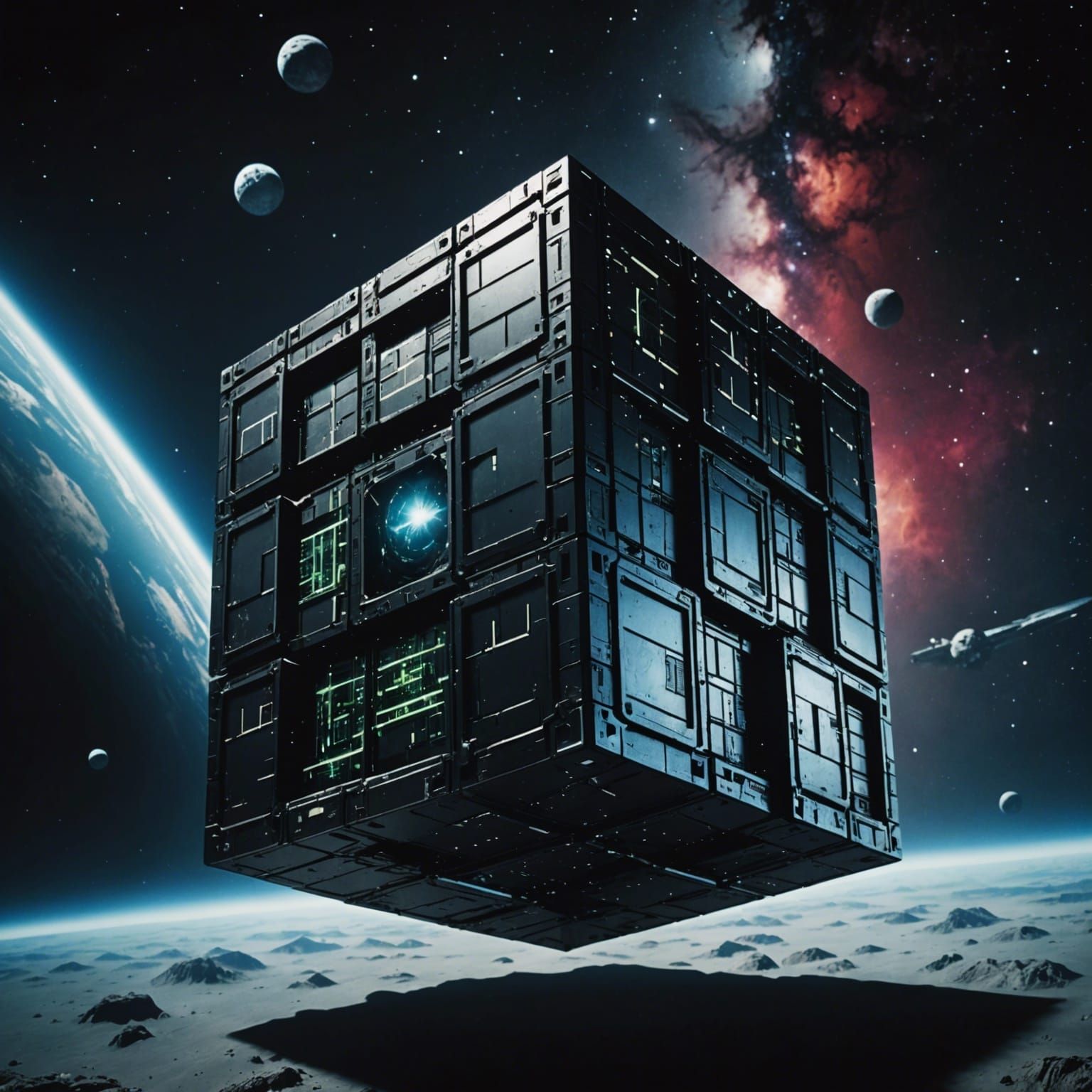 Dramatic Borg Cube in Deep Space
