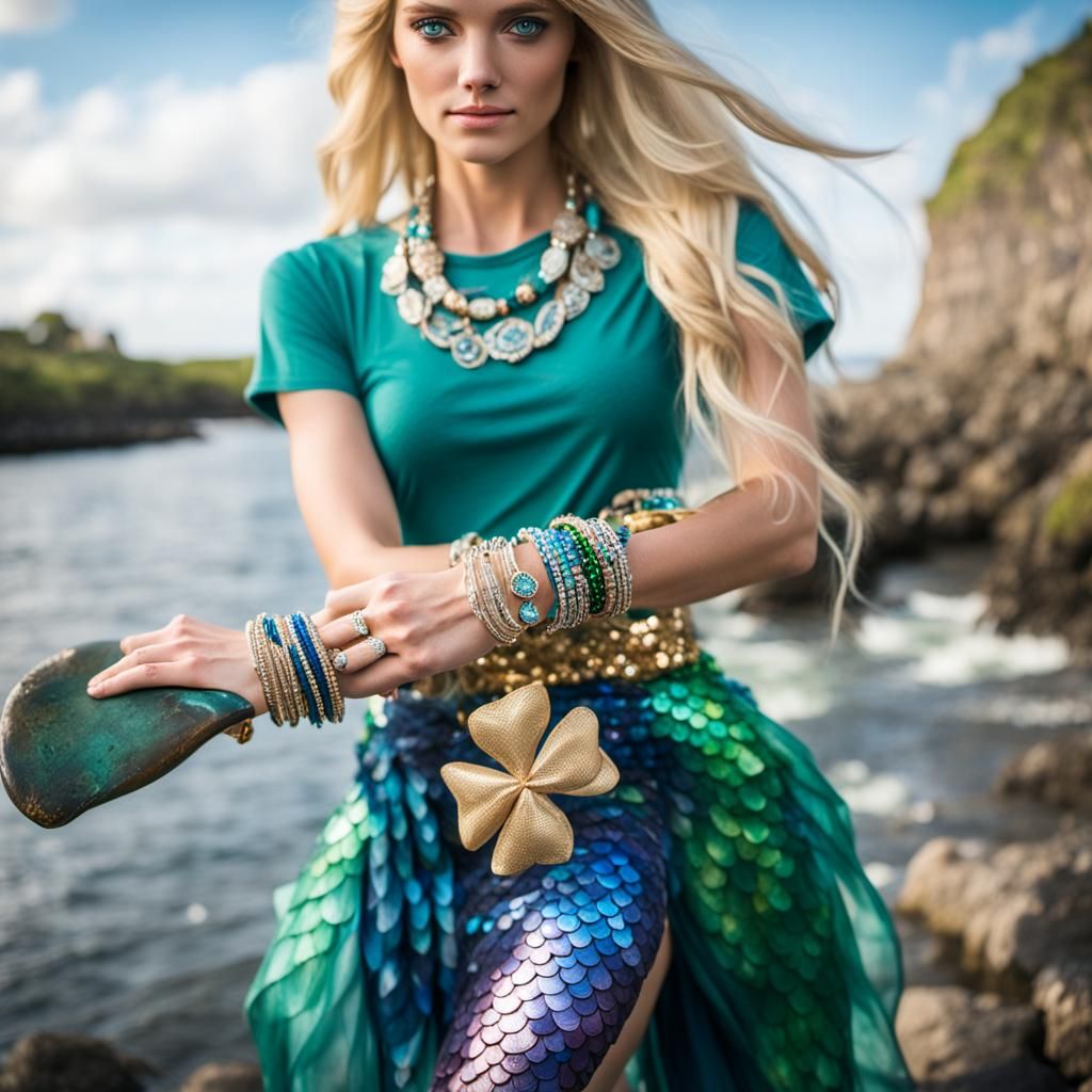 Mermaid with Jewel Tail in Natural Light Photography