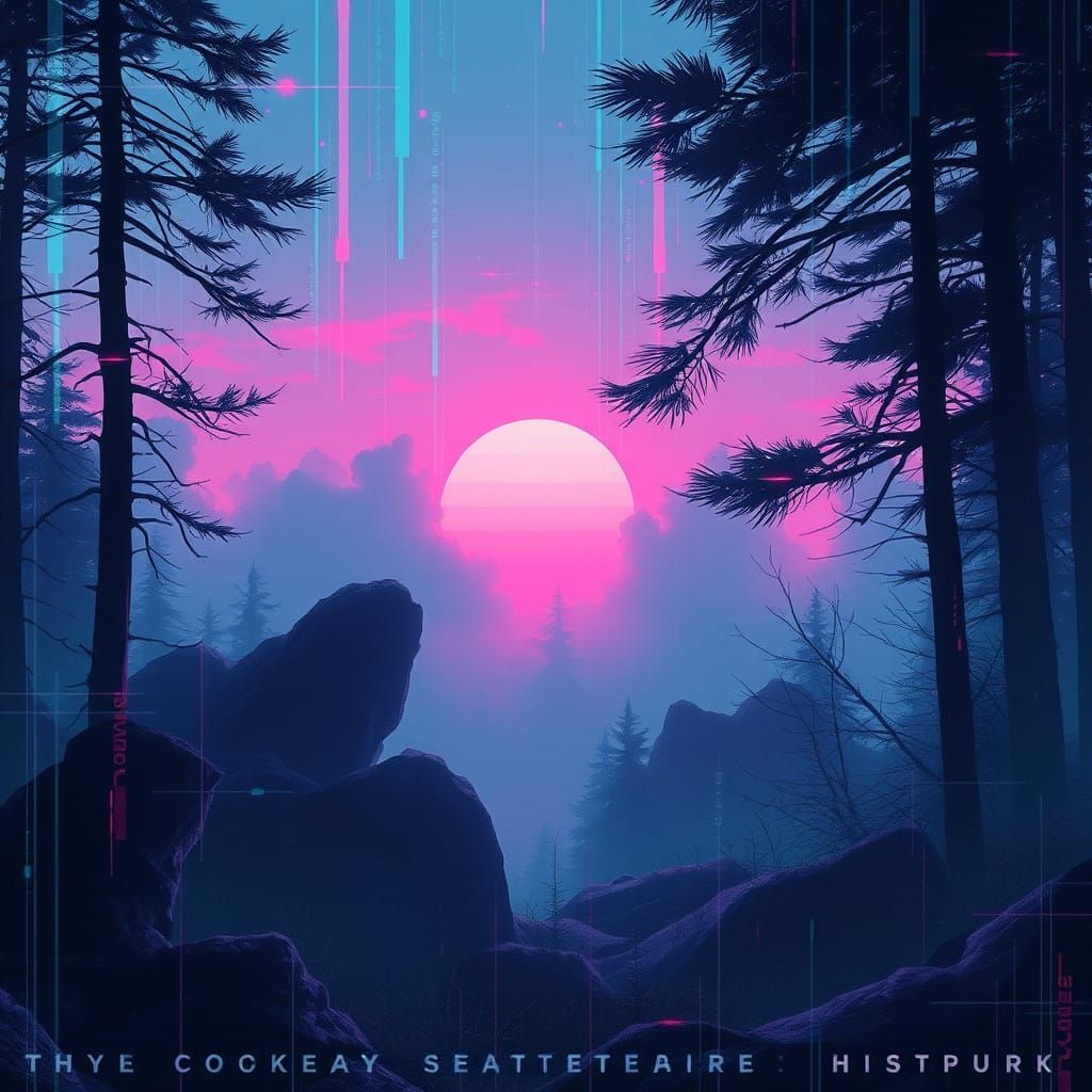 Vibrant Biopunk Cityscape in Digital Decay