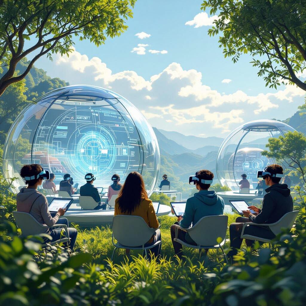 Futuristic VR Classrooms in Transparent Domes
