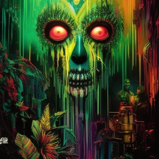 Psychedelic Alien in Dystopian Dark Academia Style