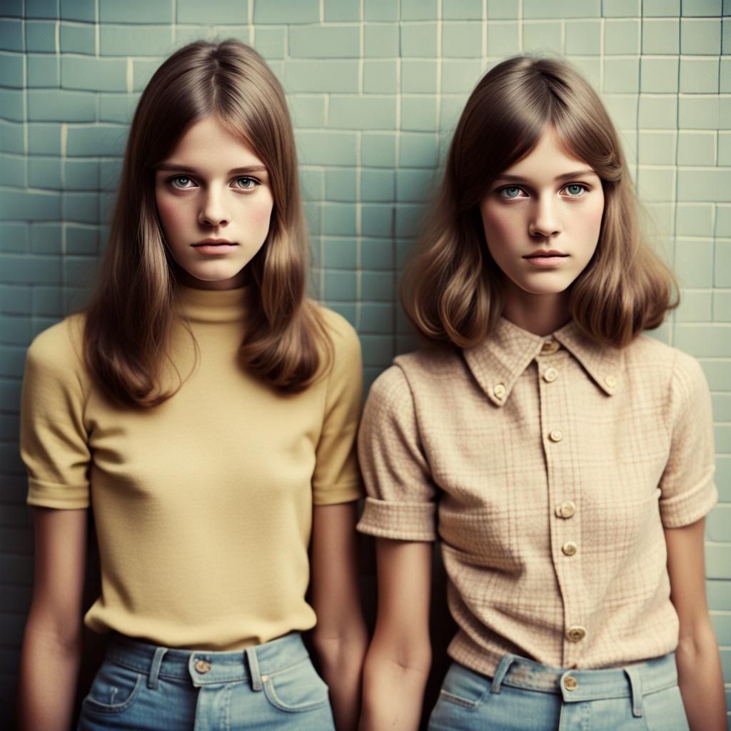 1970s Teenage Girls in Soft, Cinematic Photo