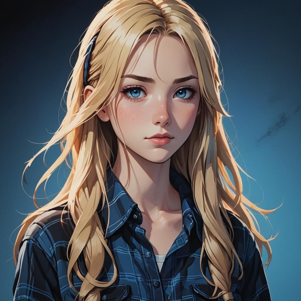 Anime Portrait of Blonde Teenage Girl