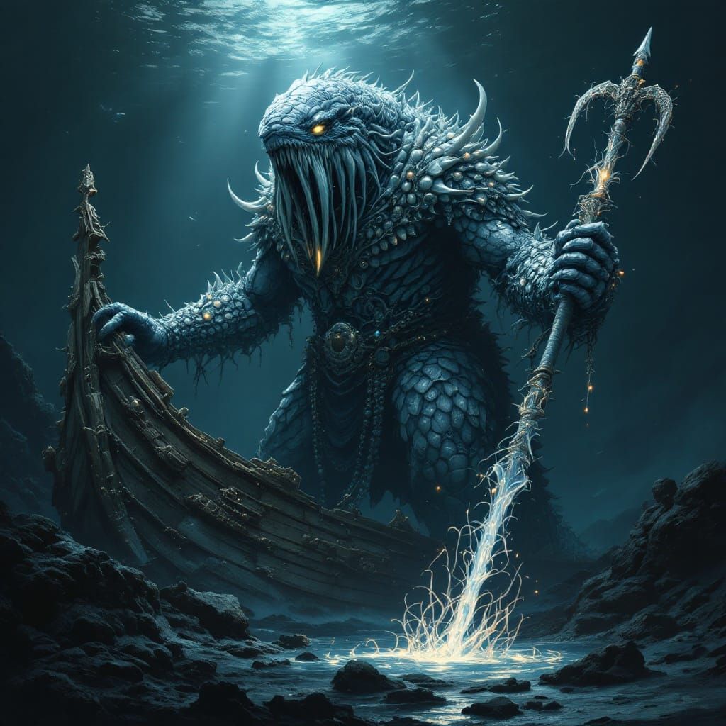 Mythical Whale Beastman in Oceanic Chain Mail Armor
