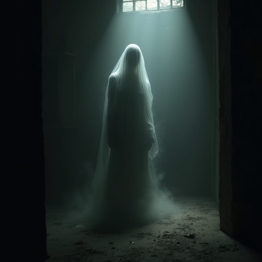 Spectral Figure in Dark Room - Gothic Horror Art