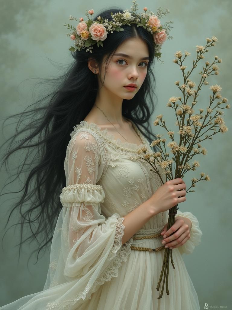 Ethereal Woman Portrait in Romantic Style