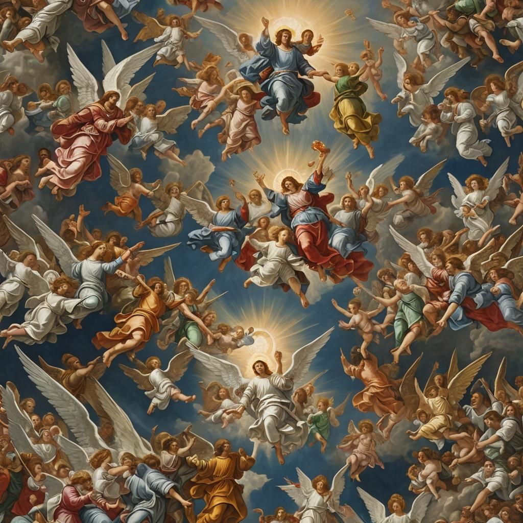 Angels Ascending to Heaven: A Renaissance-Inspired Painting