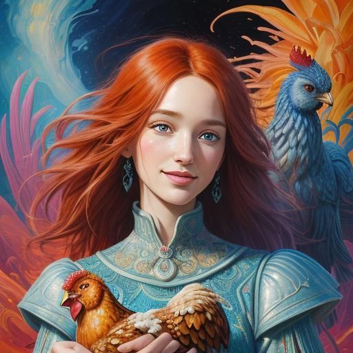 Desert Ghost Town: Red-Haired Woman with Chicken