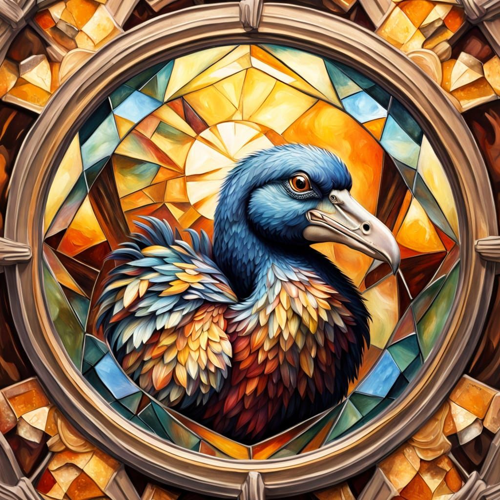 Kaleidoscope Oil Painting of a Dodo Bird's Life