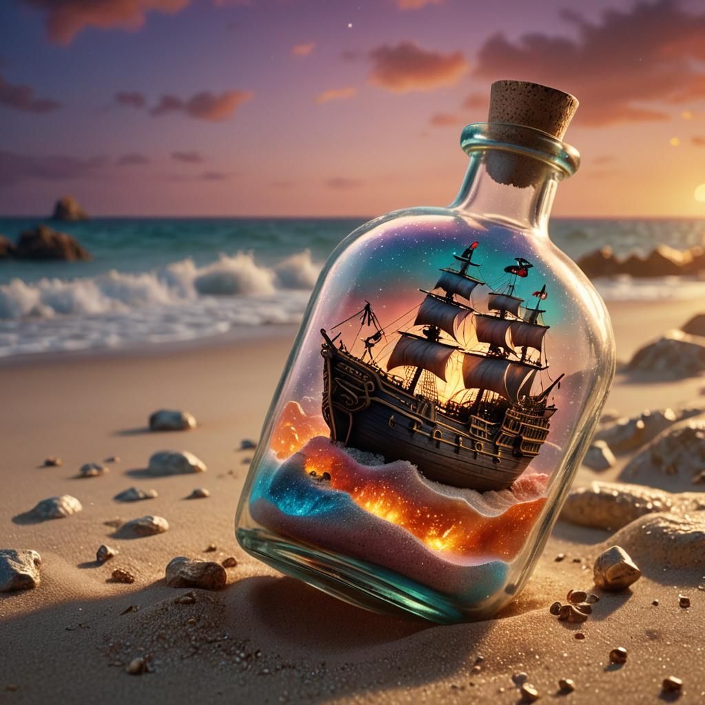 Pirate Ship in a Bottle: Fantasy Concept Art