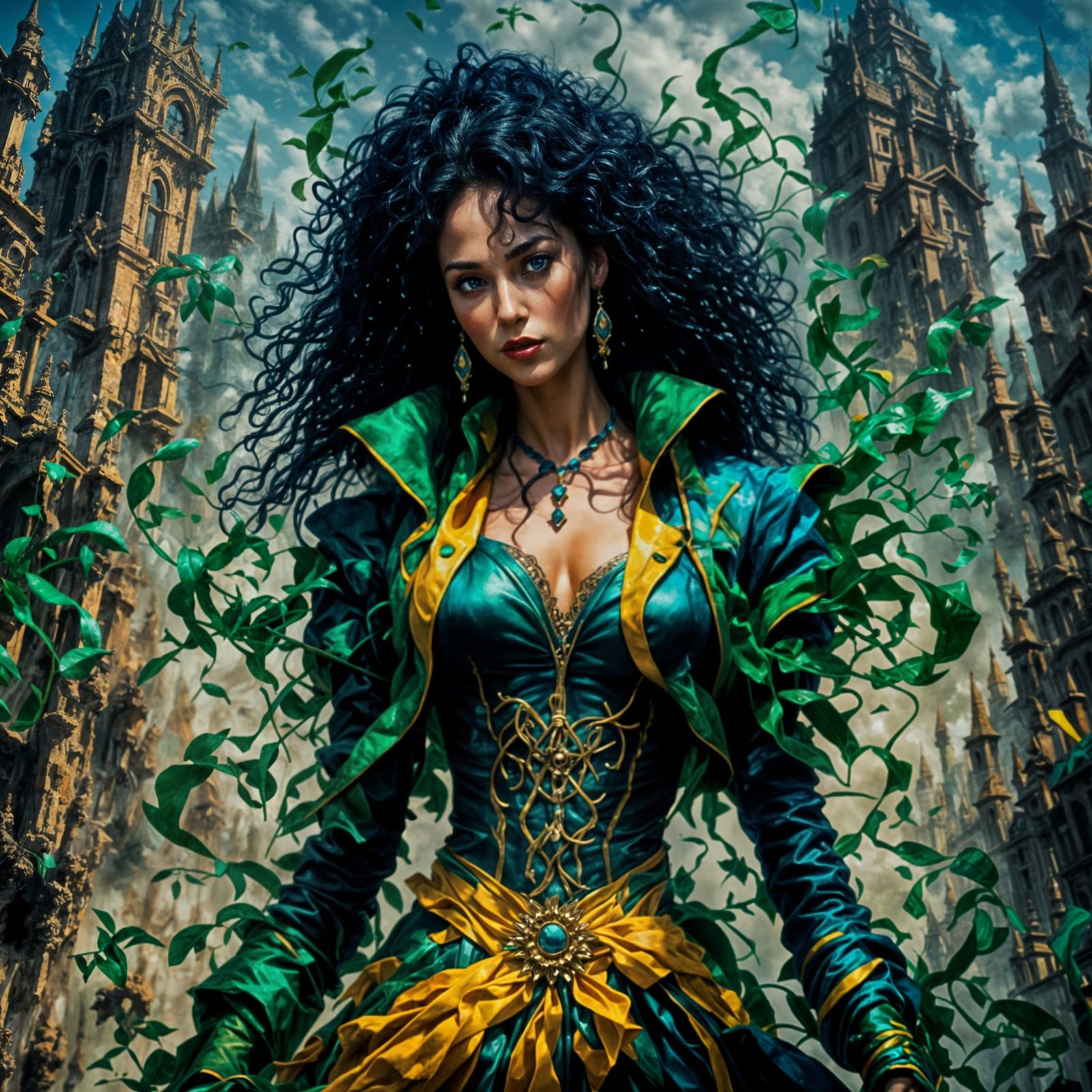 Portrait of Person with Curly Hair and Green Eyes