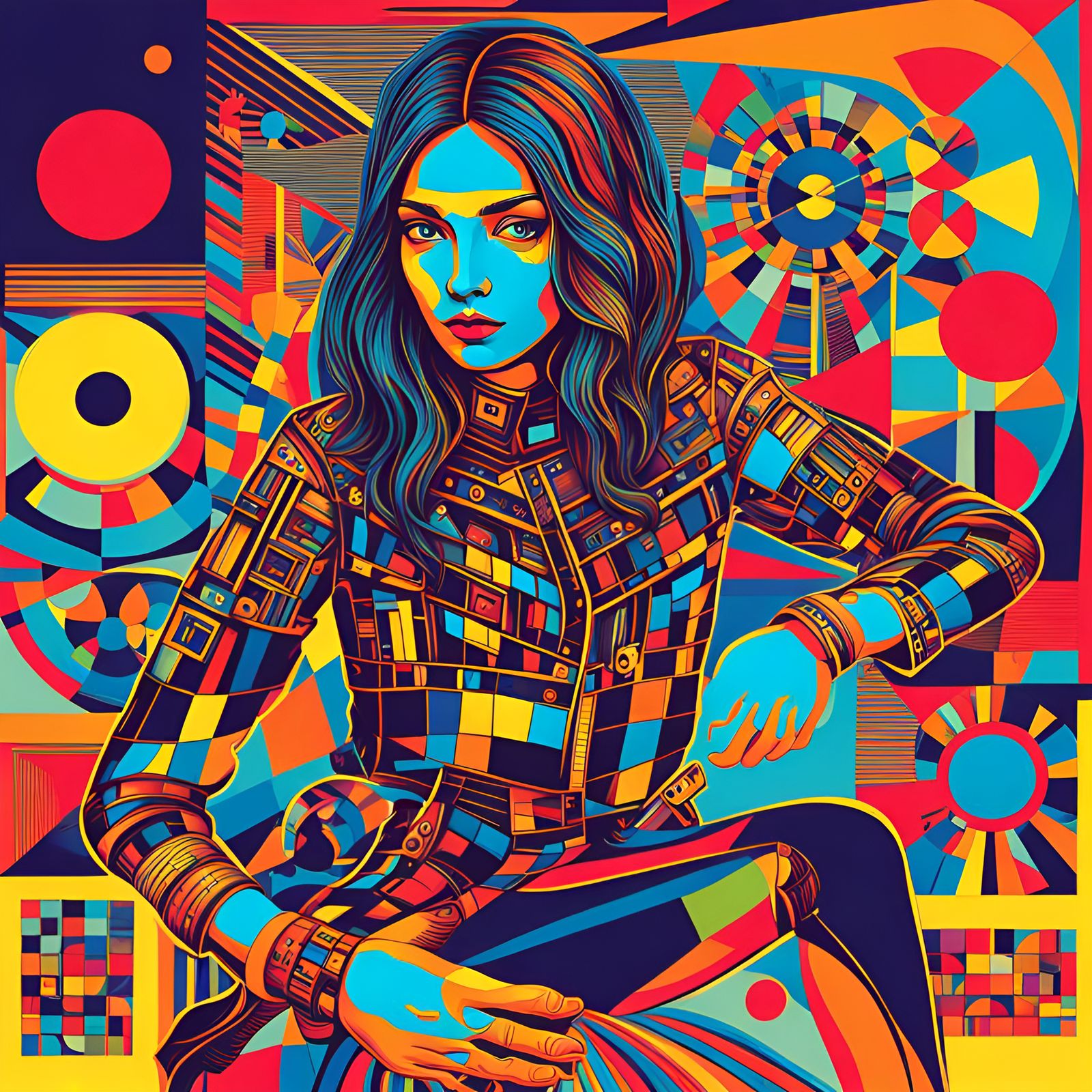 Psychedelic Fantasy Castle Pop Art with Warning