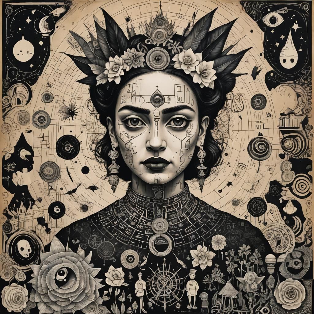 Surreal Creature in Basquiat and Lempicka Style