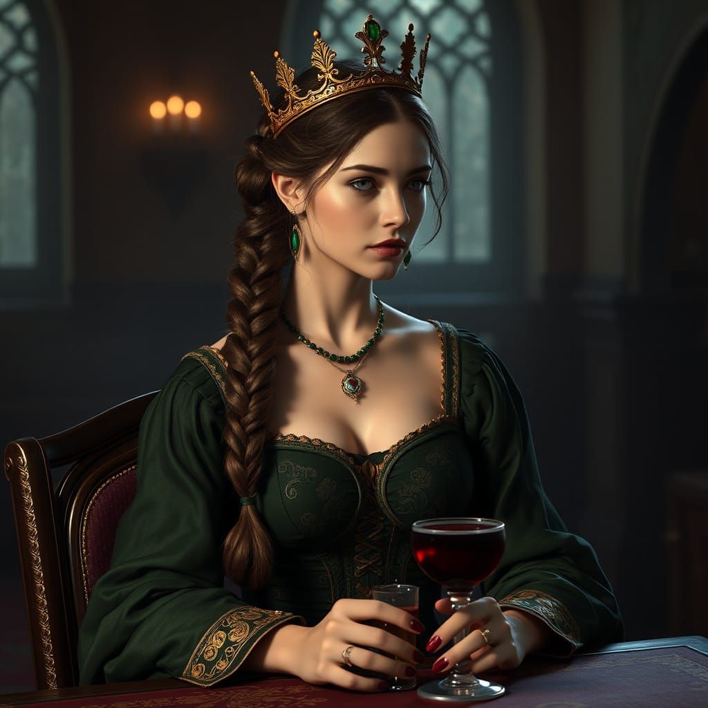 Regal Medieval Queen in Constantinople, Fantasy Concept Art