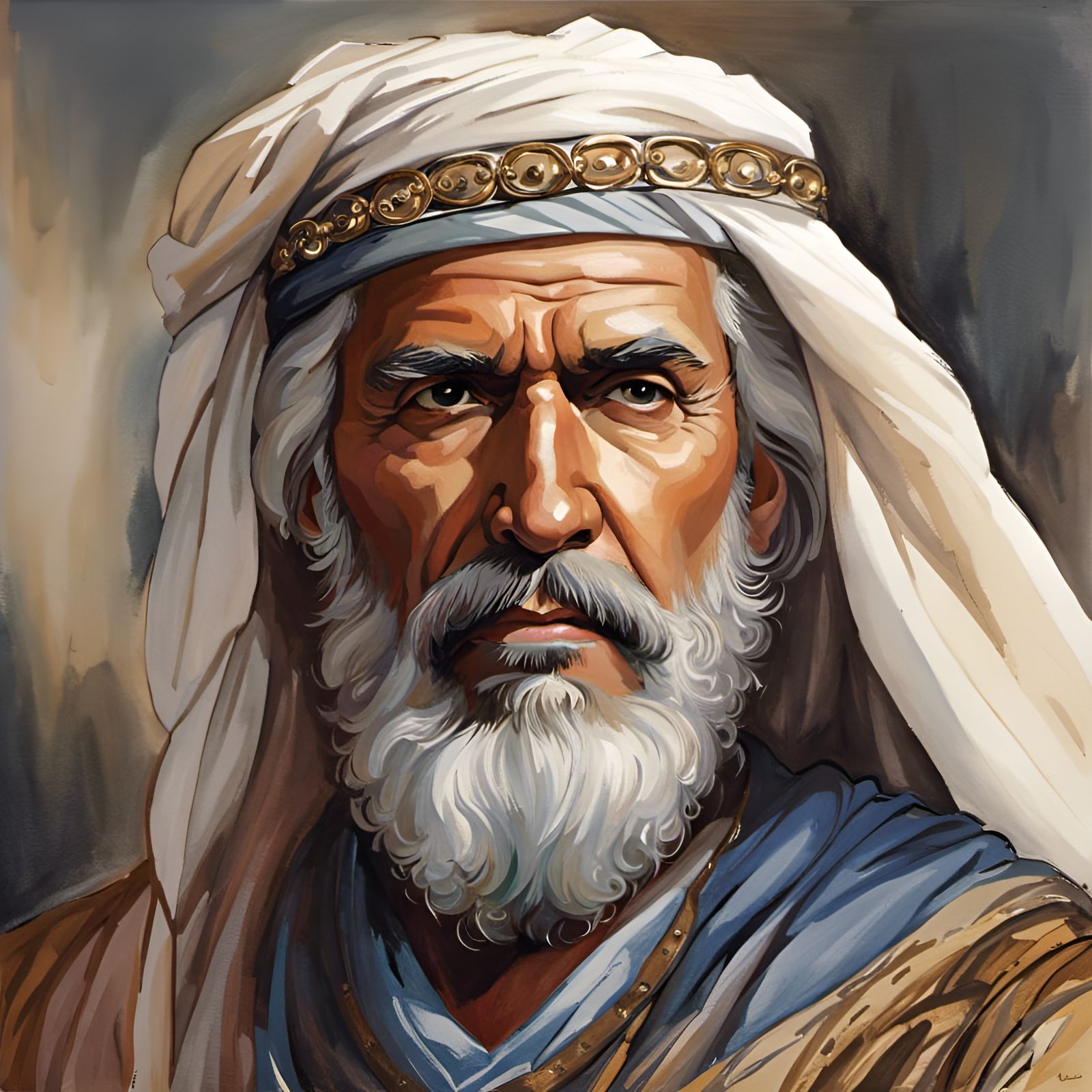 Grizzled Vizier in Silk: Watercolor by Ghibli