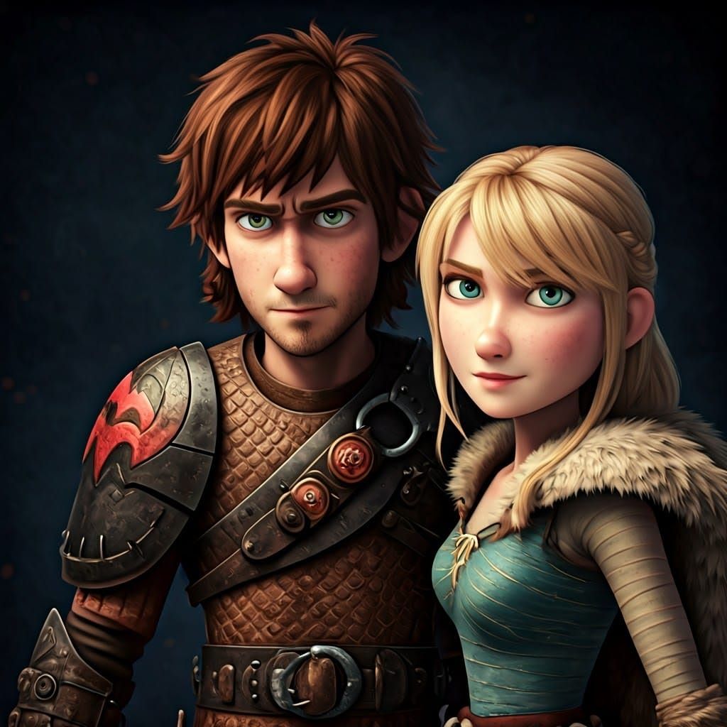 Hiccup and Astrid: Detailed Matte Painting