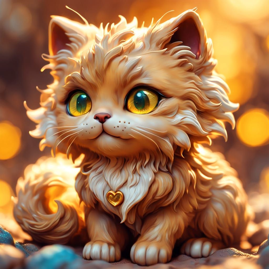 Charming Clay Kittens Play: Vibrant Macro Photography