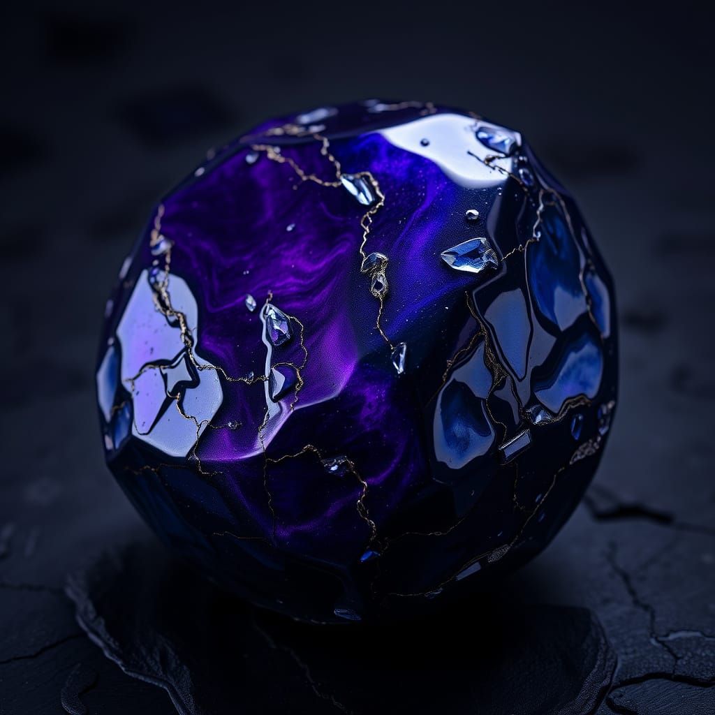 Luxurious Obsidian with Ethereal Glow in Matte Painting Styl...