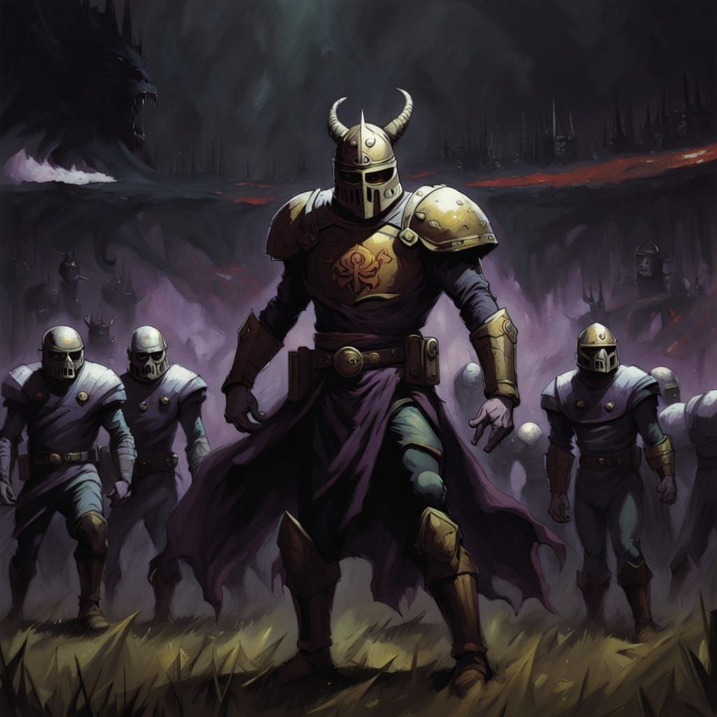 Dark Fantasy American Football Team Charges into Battle