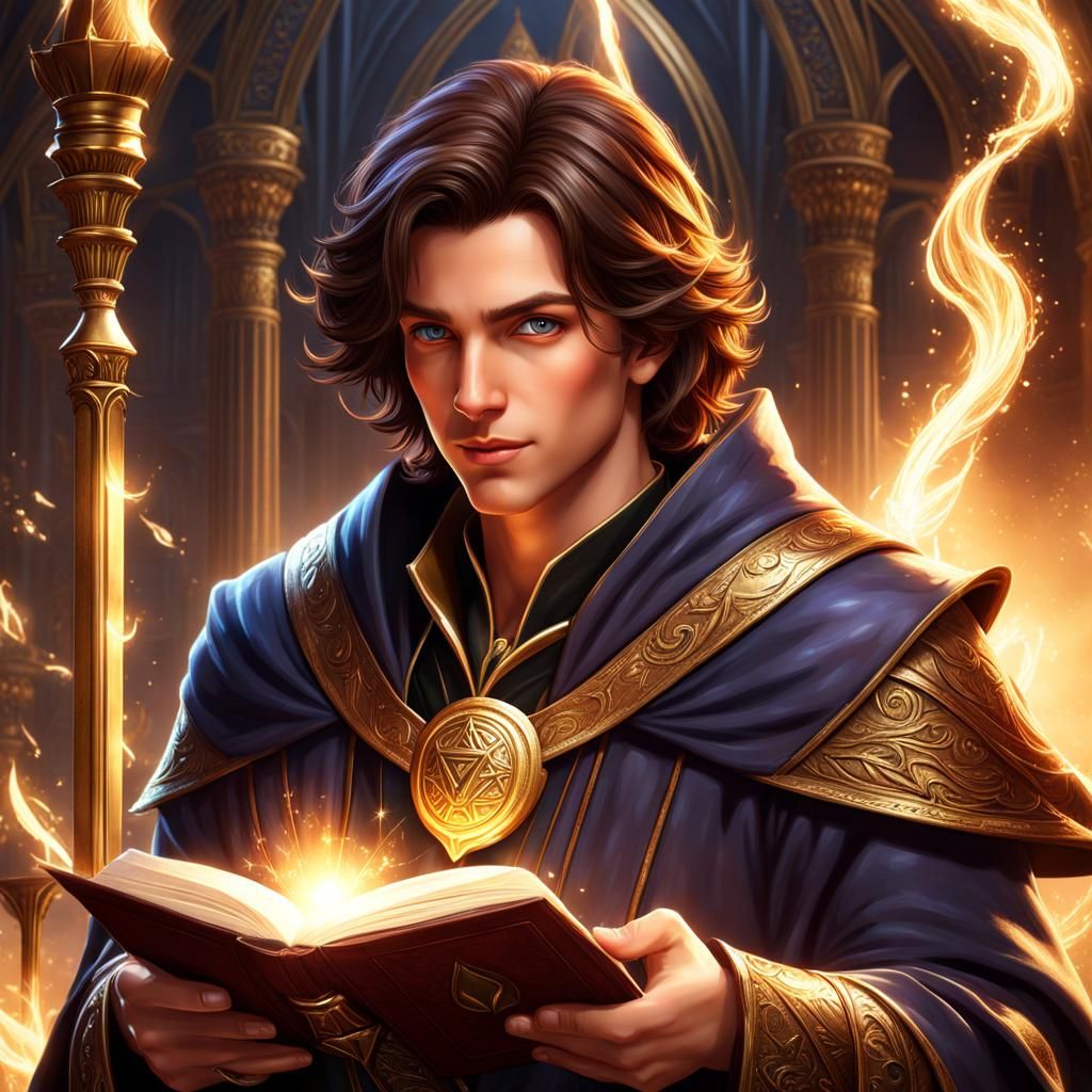 Young Wizard Deep in Thought, Fantasy Concept Art