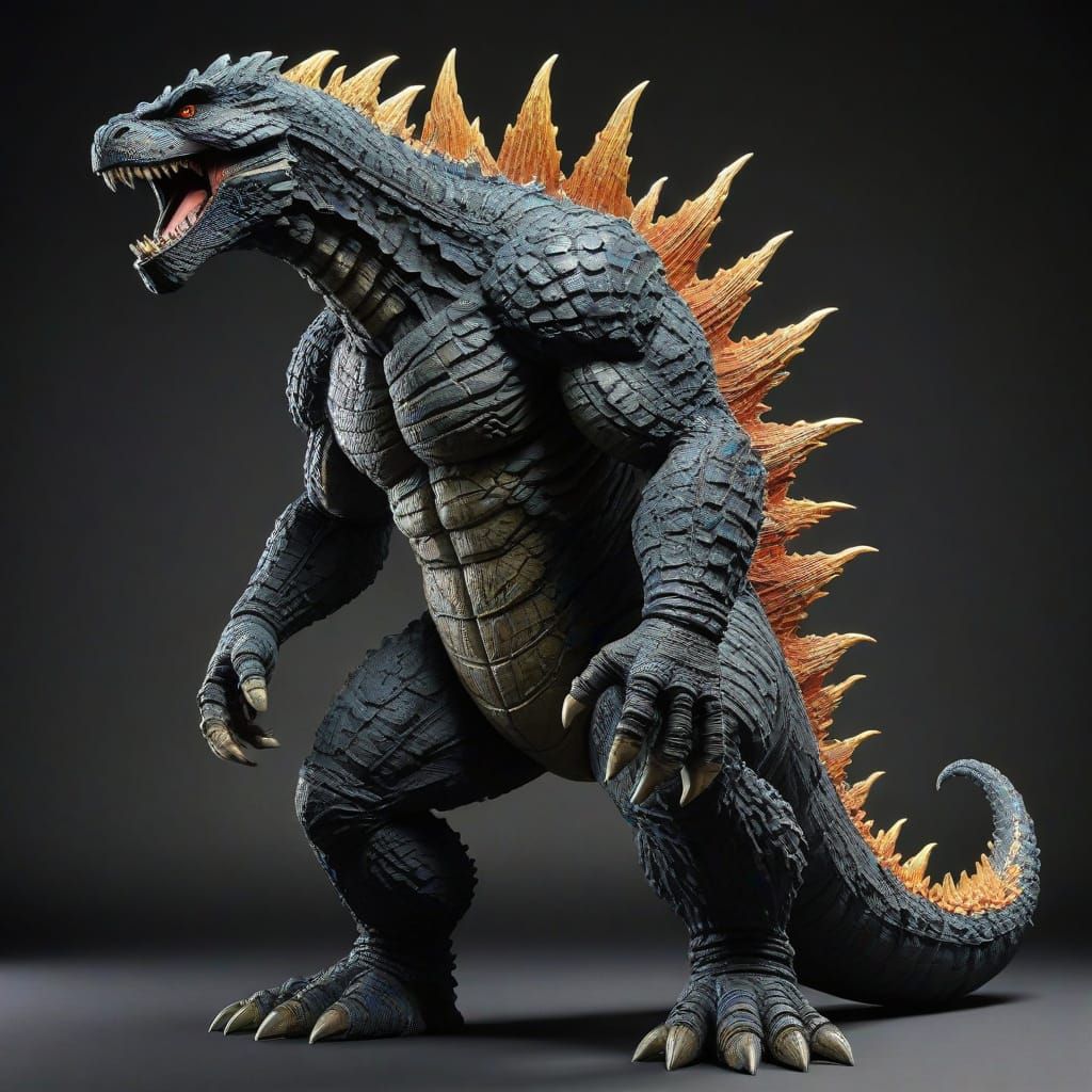 Majestic Godzilla Towering Over a Cityscape