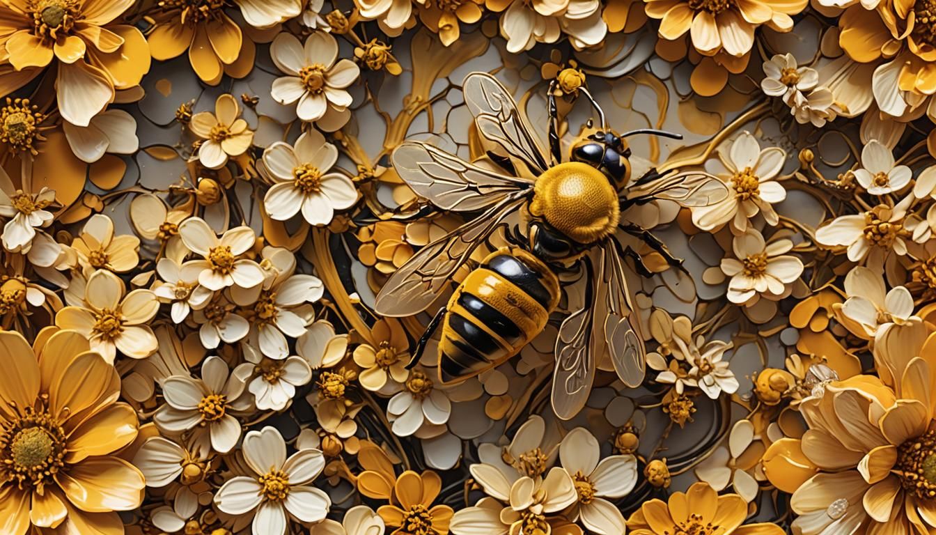 Honeybee in Abstract Expressionism Style Digital Art