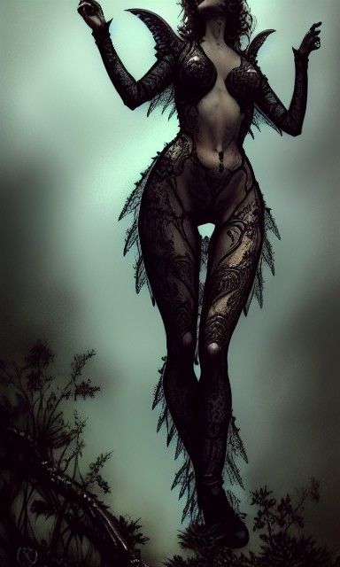 Succubus with Angel Wings, Hyperdetailed Digital Art