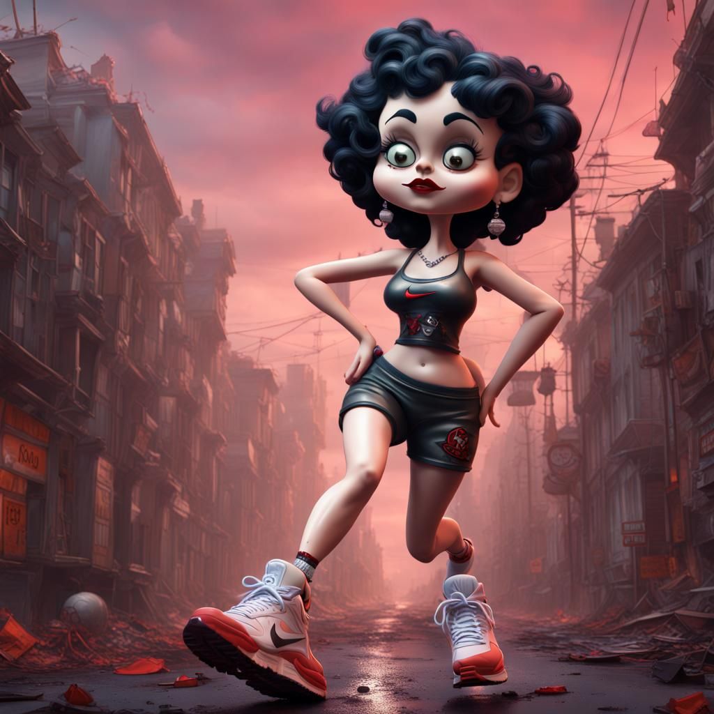 Scary Betty Boop with Nike Air Max Trainers