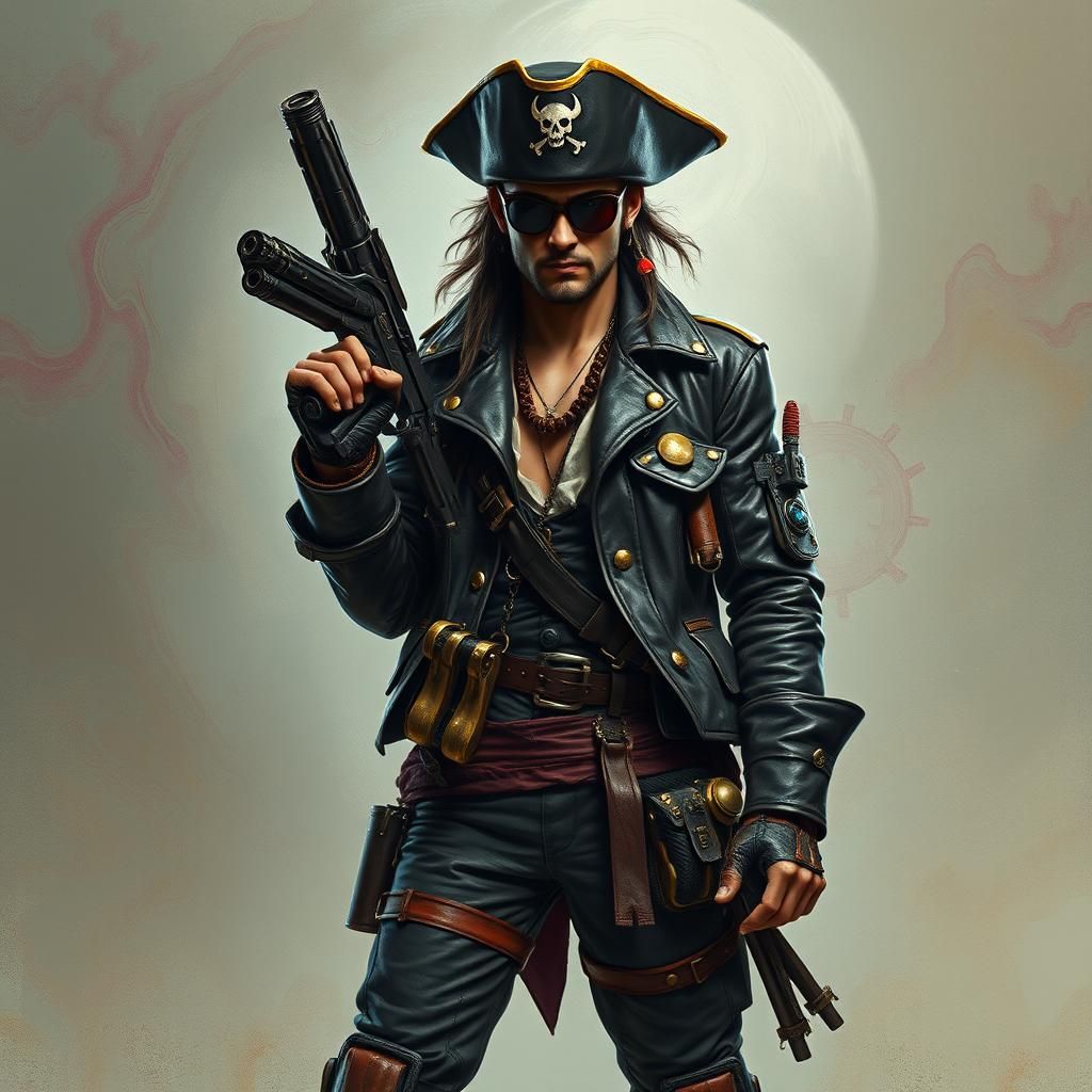 Space Pirate Smuggler Portrait in Retro-Futuristic Art