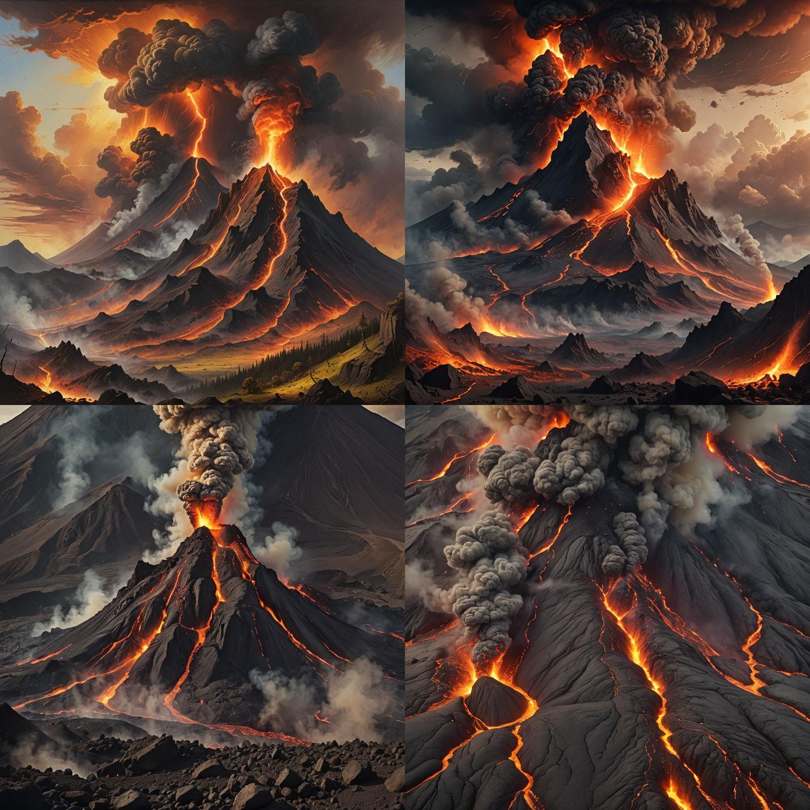 Volcano Eruption: Molten Lava and Ash Display