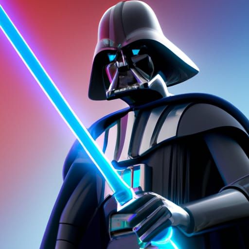 Darth Vader with Lightsaber: Pixar-Style 3D Rendering