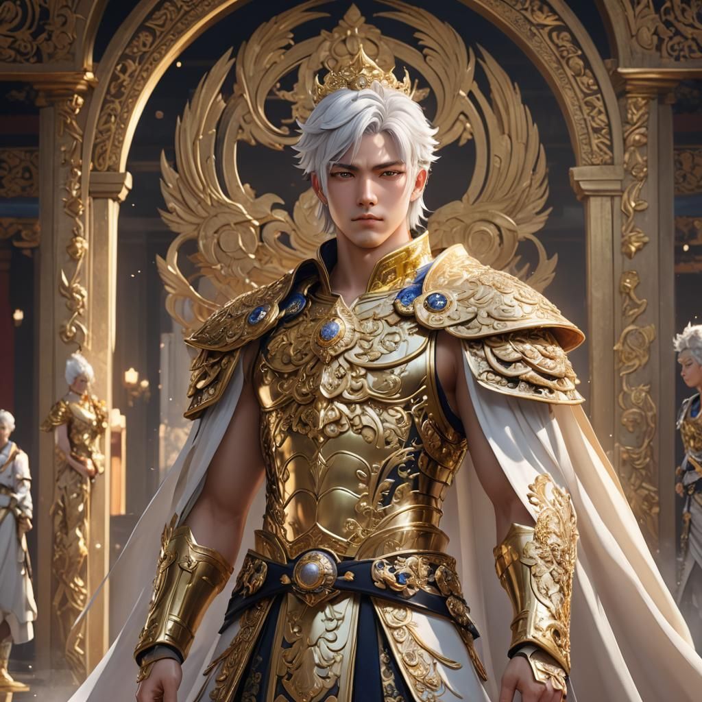 Anime Emperor in Golden Regalia, 3D Art