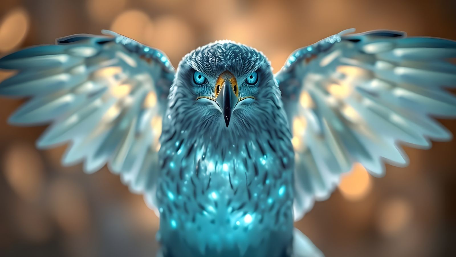 Majestic Eagle in Ethereal Bioluminescent Ice