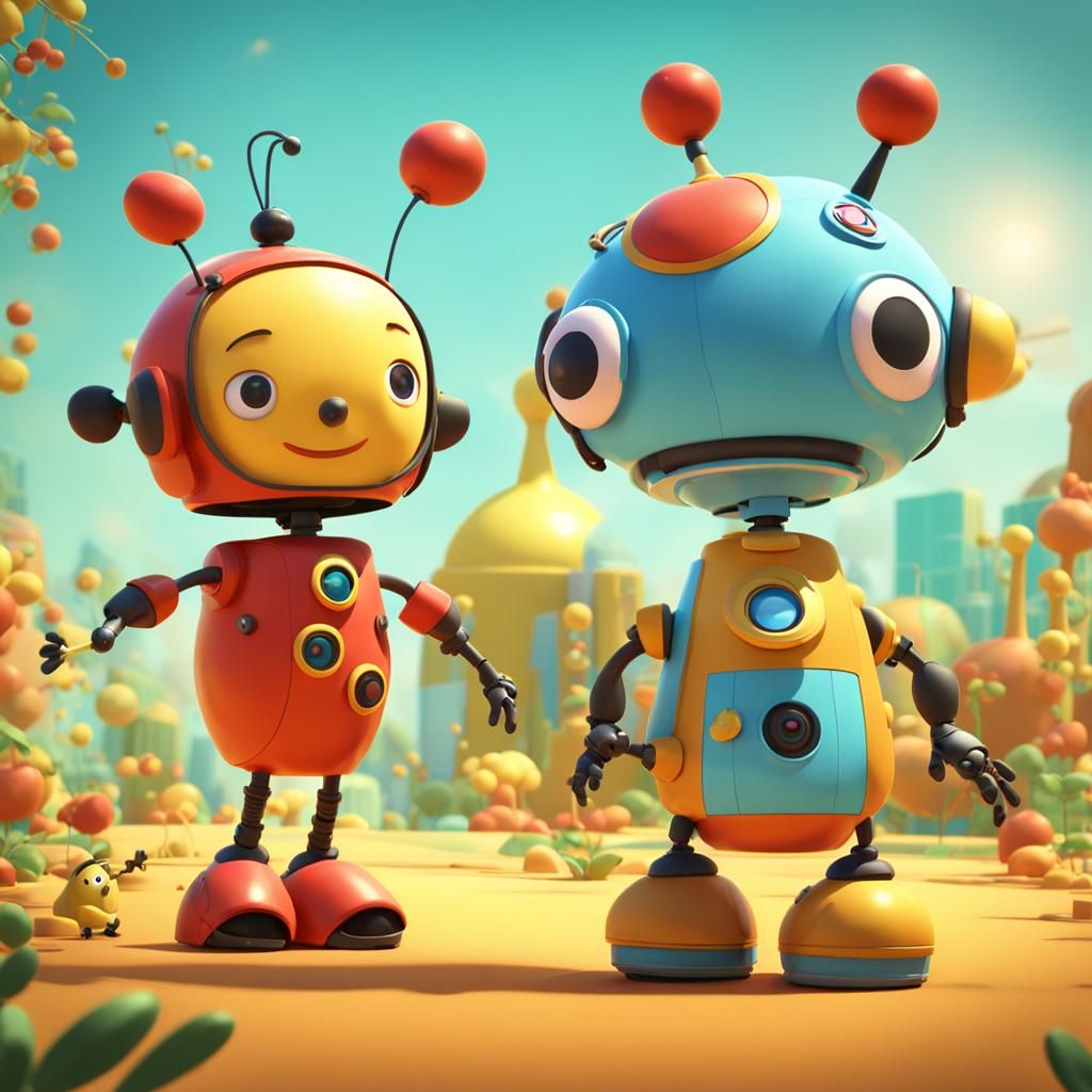 Rolie Polie Olie Family in Polieville: 3D Digital Art