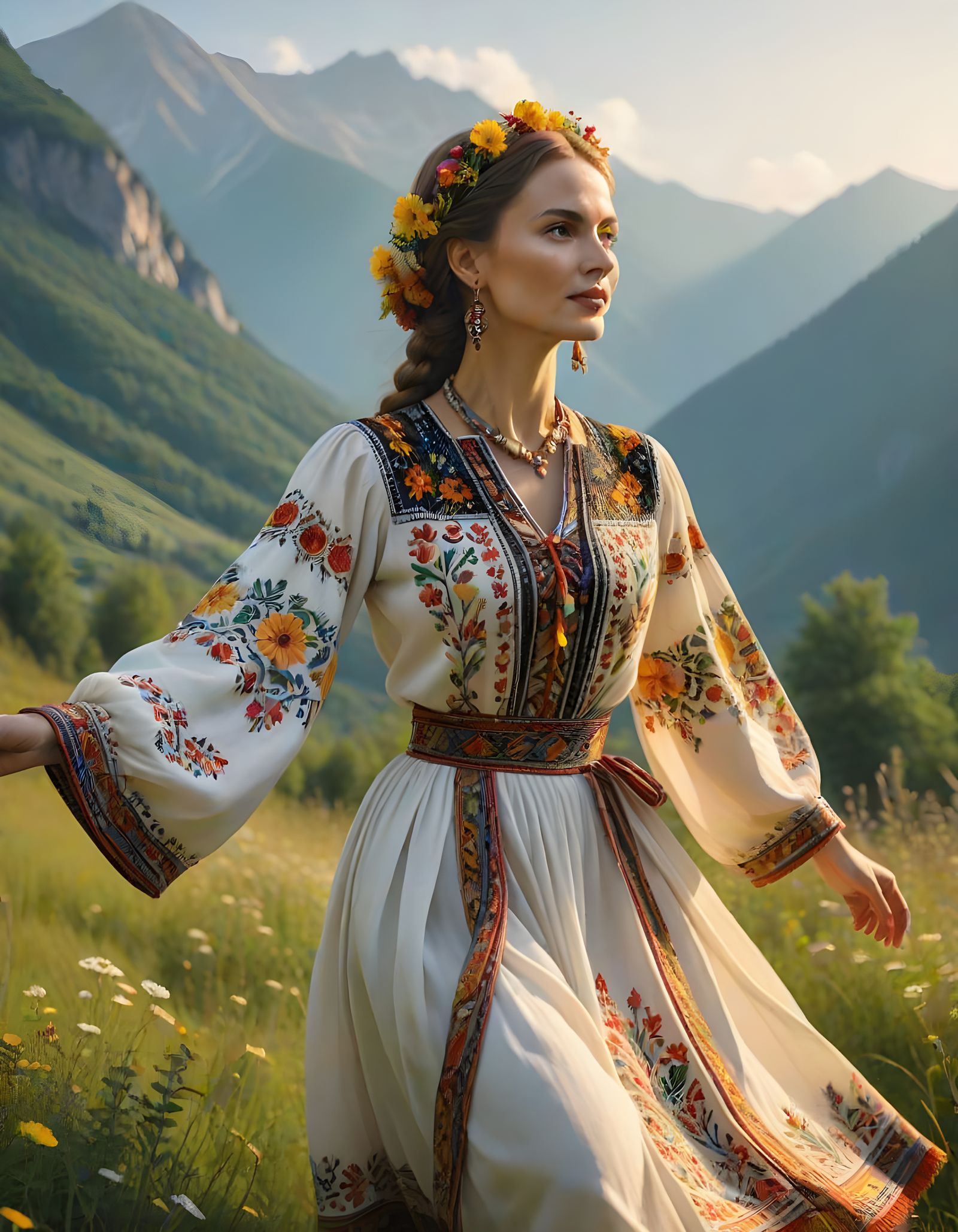 Folkloric Dance in the Carpathian Meadow