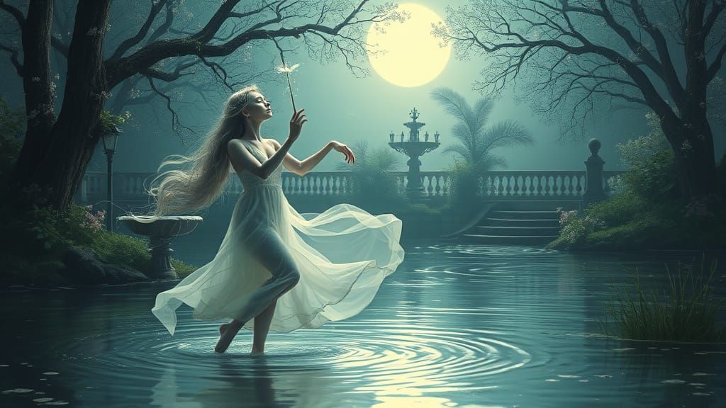 Serene Moonchild Dances Under Lunar Glow
