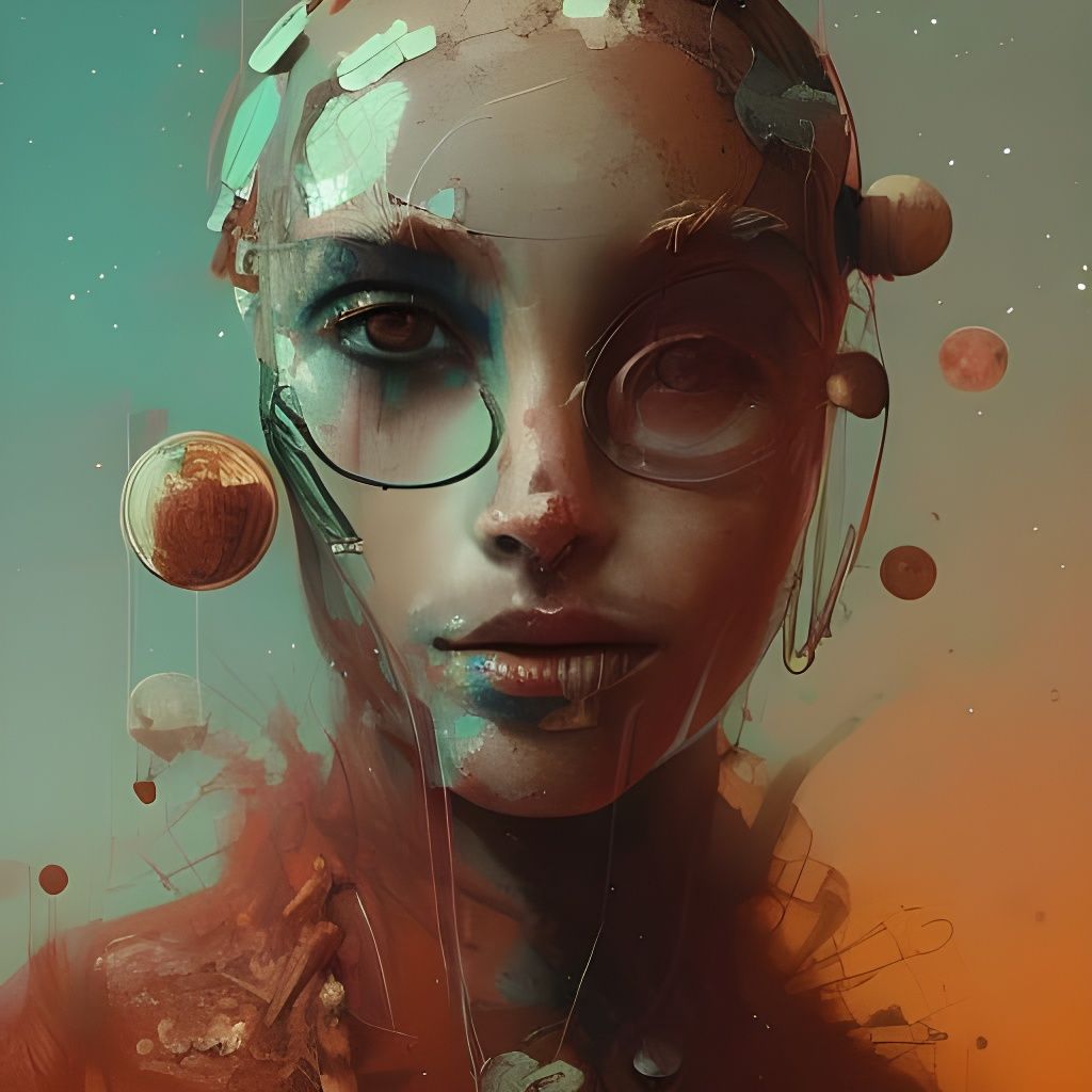 Anthropomorphic Planet Mars Portrait, Detailed Fantasy Art