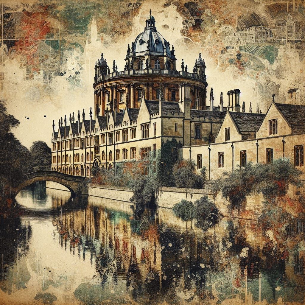 Oxford University in Ukiyo-e Style