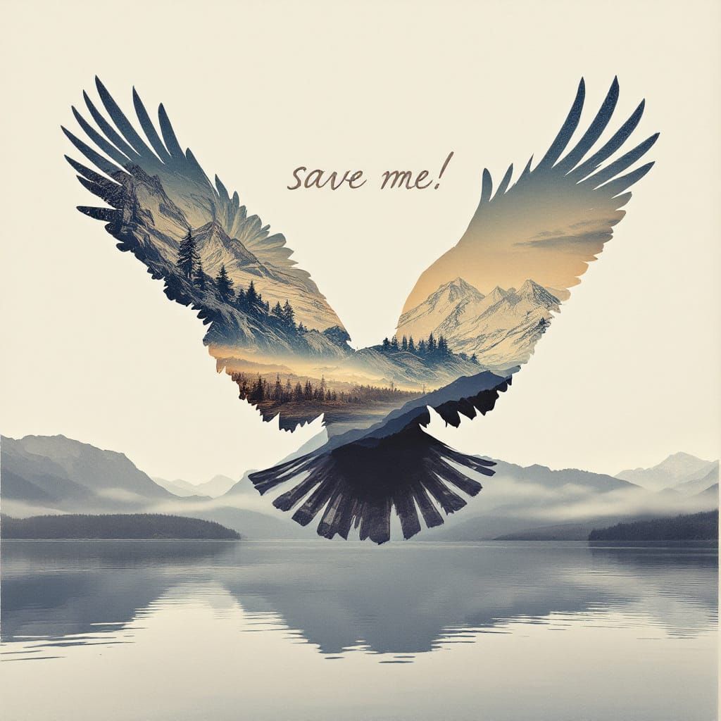 Eagle Flight Double Exposure: Save Me