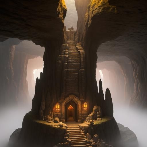 Mysterious Dwemer City: Surreal Fantasy Art
