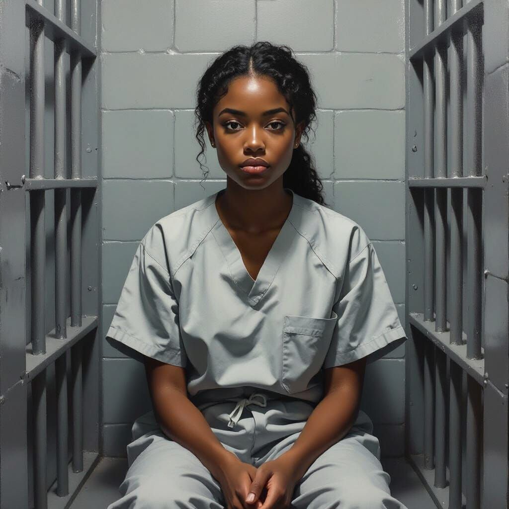 Young Woman in Jail Cell: A Realistic Portrait