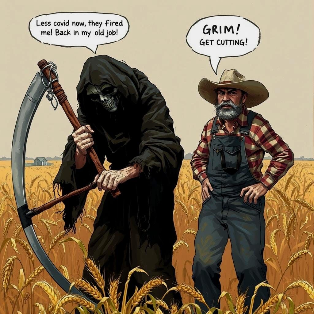 Times are hard, even for the Reaper, he now sees his future as somewhat grim