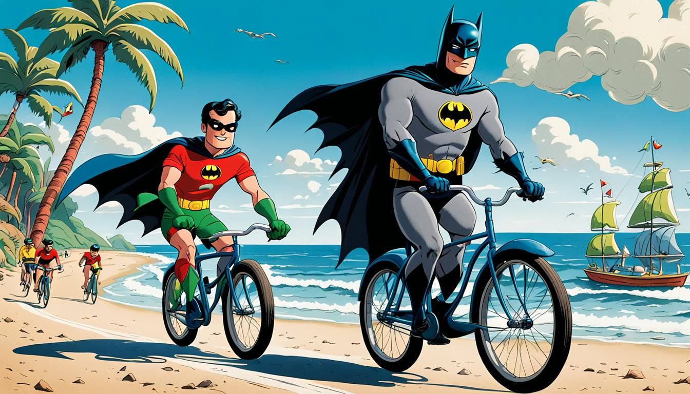 Batman and Robin Vacationing: Hanna-Barbera Cartoon Style