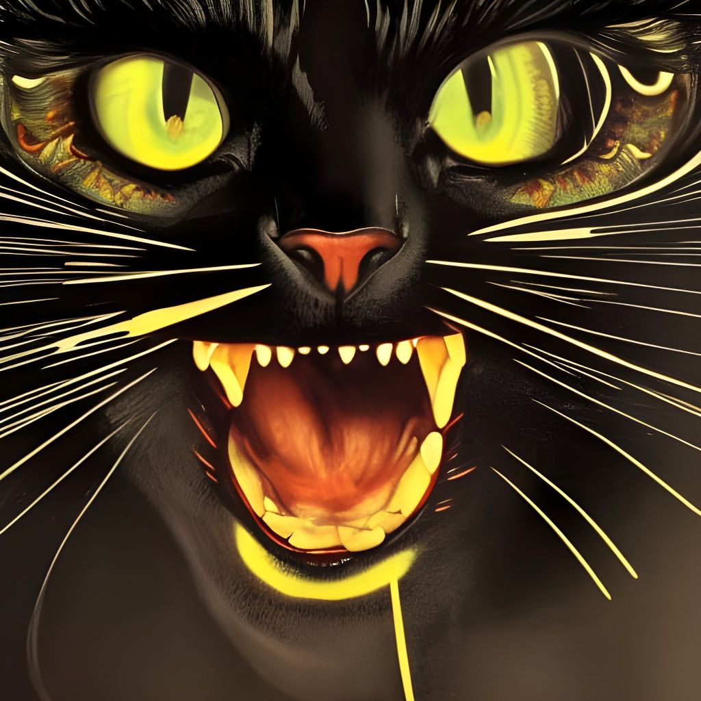 Giallo Horror Black Cat Portrait