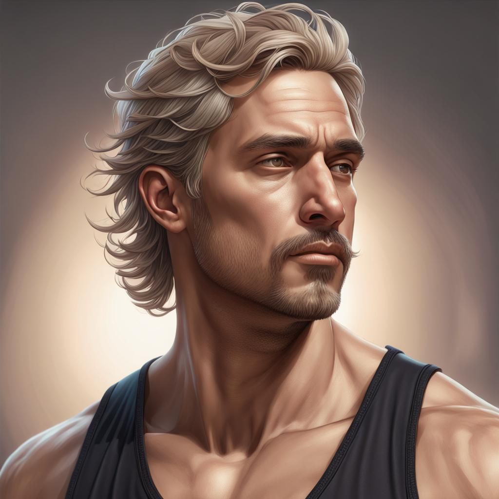 Portrait of a Blonde Man in Digital Art Style